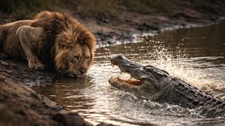 Crocodile Vs Lion Fight Record In Amazon Forest Lion Saves Cub Life