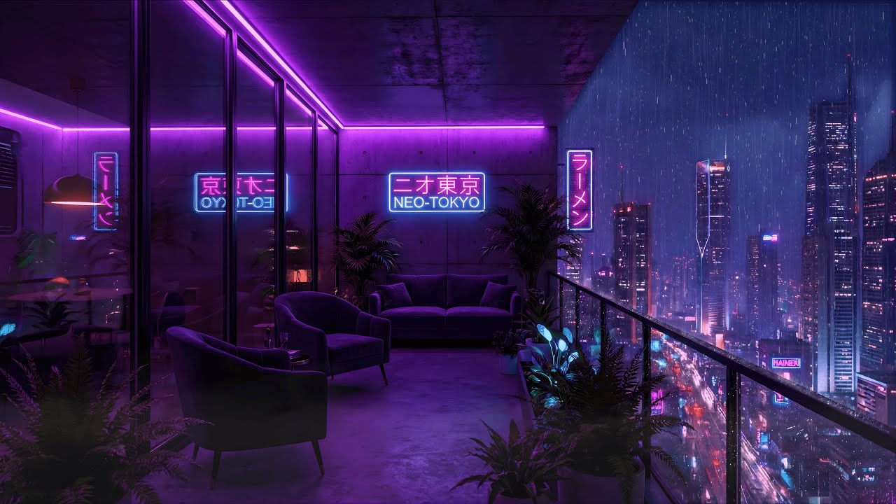 Shibuya After Dark – Lofi Rain, Neon Balcony in Neo-Tokyo Skyline | 4K