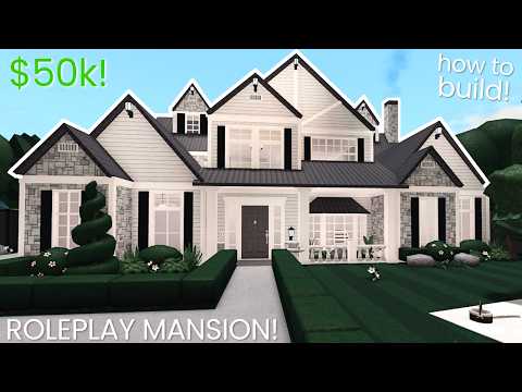 50k Bloxburg Roleplay MANSION: 2 Story House Build Tutorial *VOICE*