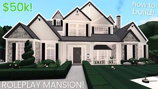 Bloxburg 50k Roleplay MANSION: 2 Story Roblox House Build Tutorial *VOICE*