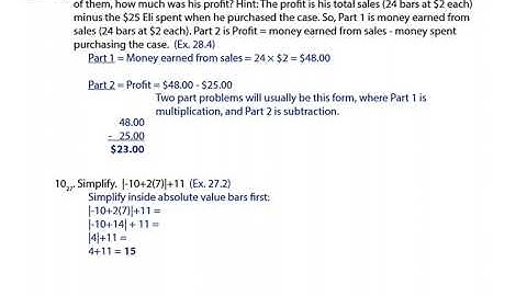 Shormann Pre Algebra Video Solution