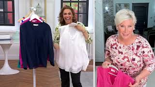 Belle by Kim Gravel Swiss Dot Lace Trim Blouse on QVC