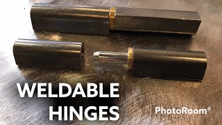 Welding weldable bullet hinges for a steel door.
