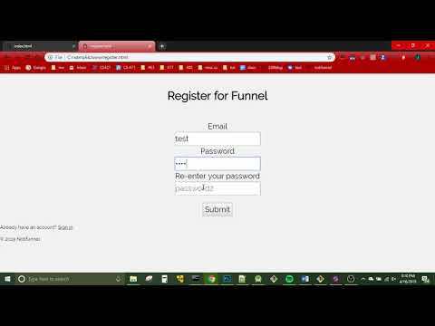 funnel login register interface