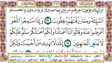 القرآن الكريم مقسم صفحات | الشيخ حاتم فريد | سورة القصص | صفحة 392 مكتوبة | مصحف التجويد الملون