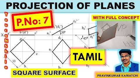 #Projectionofplanes | P.No 7 | Tamil | Square plane | EG # Pravinkumar