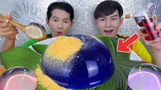 Eating giant water drop mochi Kyoho grape flavor #Mukbang #ASMR Giant Kyoho Mochi: kunti