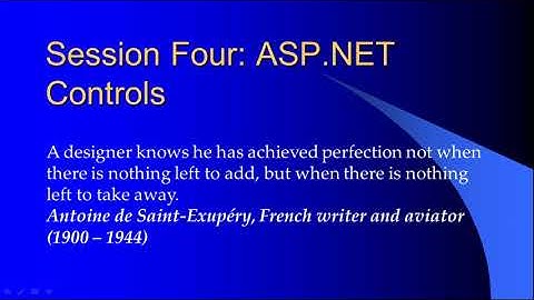 ASP.NET 4.0 Essential Skills Session Four Introduction