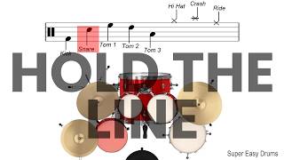 Hold The Line - Toto | BEGINNERS DRUMS | Scrolling Scores