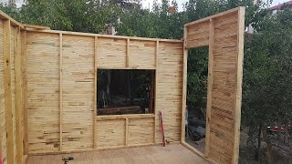 Building a wooden house for a workshop//Ahşap ev yapımı//Tiny house wood cabin (part3)