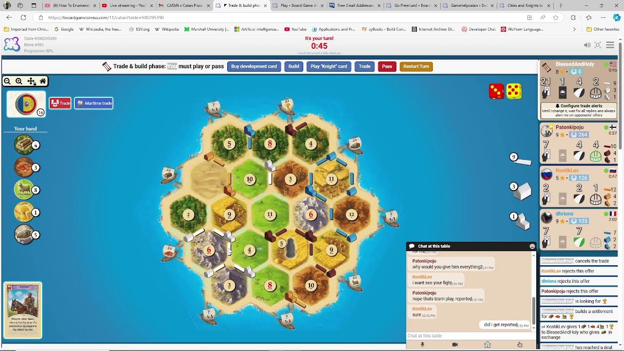 Catan Cities and Knights board game arena