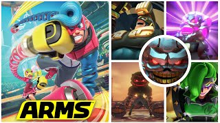 [ARMS] All Boss Battles + Endings!!