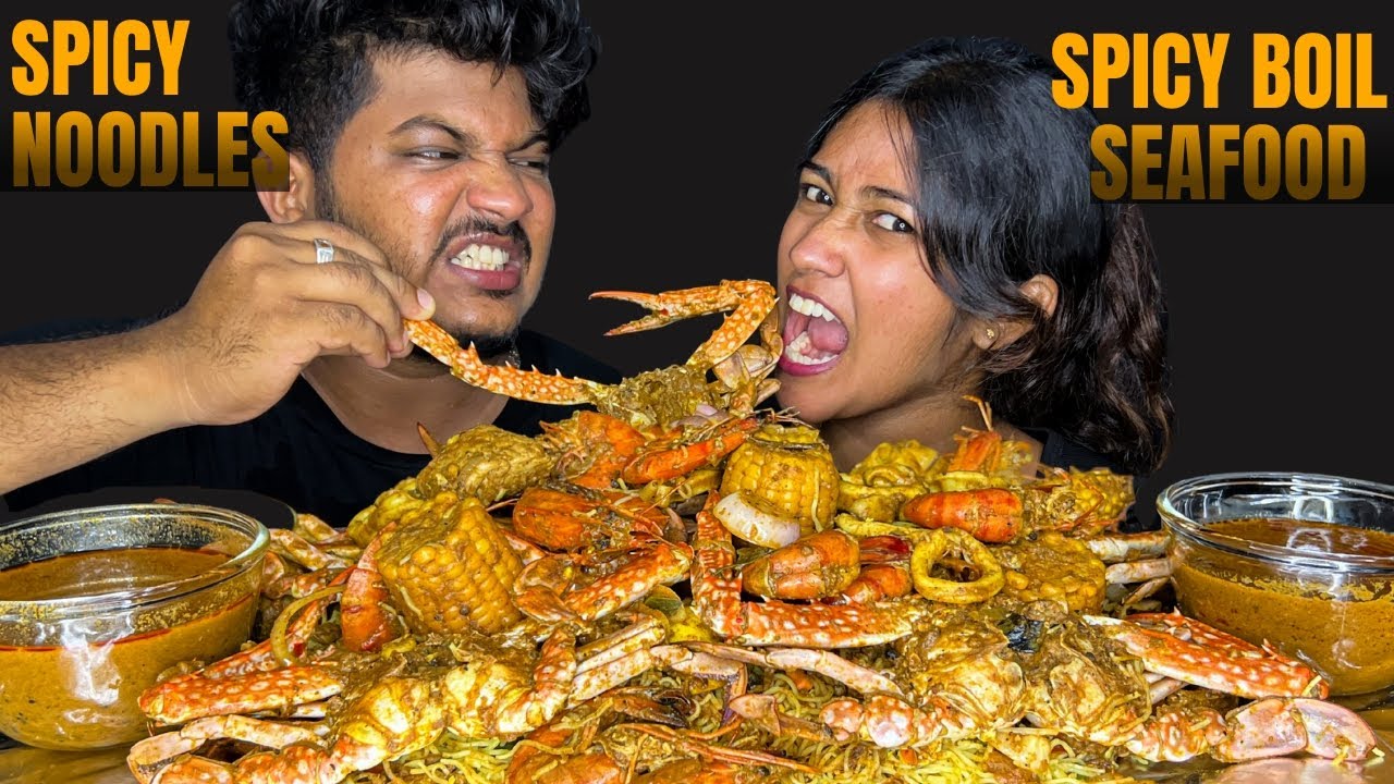 ASMR Eating |🔥SPICY BOIL SEAFOOD WITH NOODLES AND SPICY GRAVY | JAFFNA STYLE SEAFOOD | MUKBANG SHOW