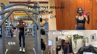 PRODUCTIVE MORNING ROUTINE (realistic) | gym + closet organizing + vacation reset