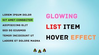 HTML & CSS Using Glowing List Hover Effect | Beginner To Experts