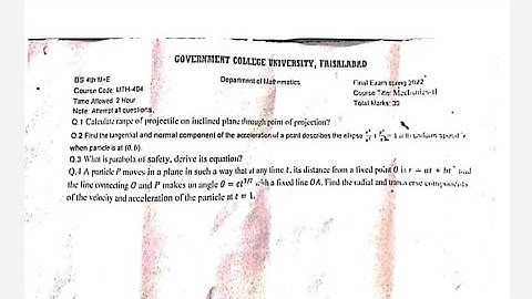 Mechanics 2 paper solution GCUF main campus 2022 | BS Mathematics 4th semester