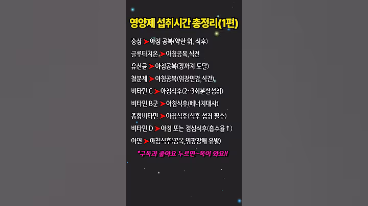 (1편)효과적인 영양제 섭취시간 총정리! (아침) #영양제  #건강  #건강정보