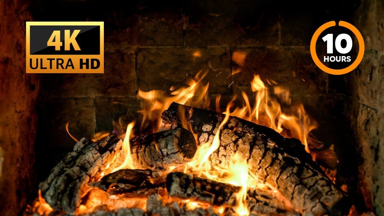 Cozy Fireplace Burning 10 Hours 🔥 Stress Relief, Relaxation, Sleep ...