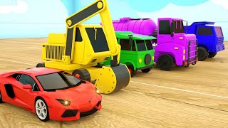 Police Cars Dump Truck Strees Vehicles Assembly Tyre Construction Vehicles color | cartoon academy |