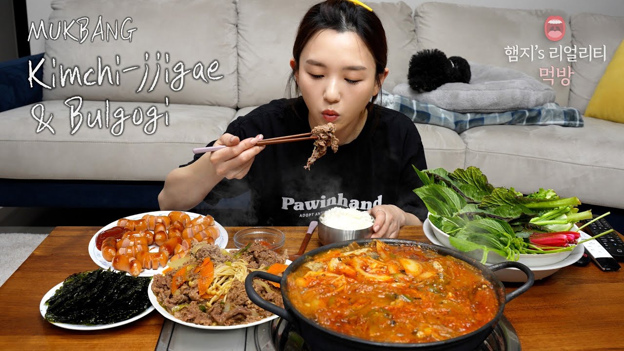 리얼먹방▶ 햄지네 백반 ☆ 꽁치김치찌개,불고기,비엔나소세지,김,쌈ㅣKorean Home MealㅣREAL SOUNDㅣASMR MUKBANGㅣ