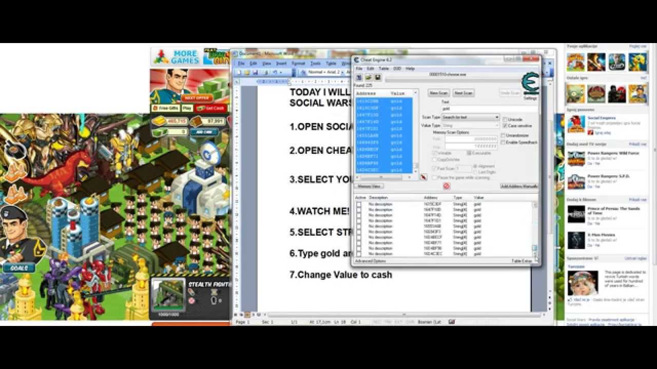 Social Wars Hack With Cheat Engine 6.2