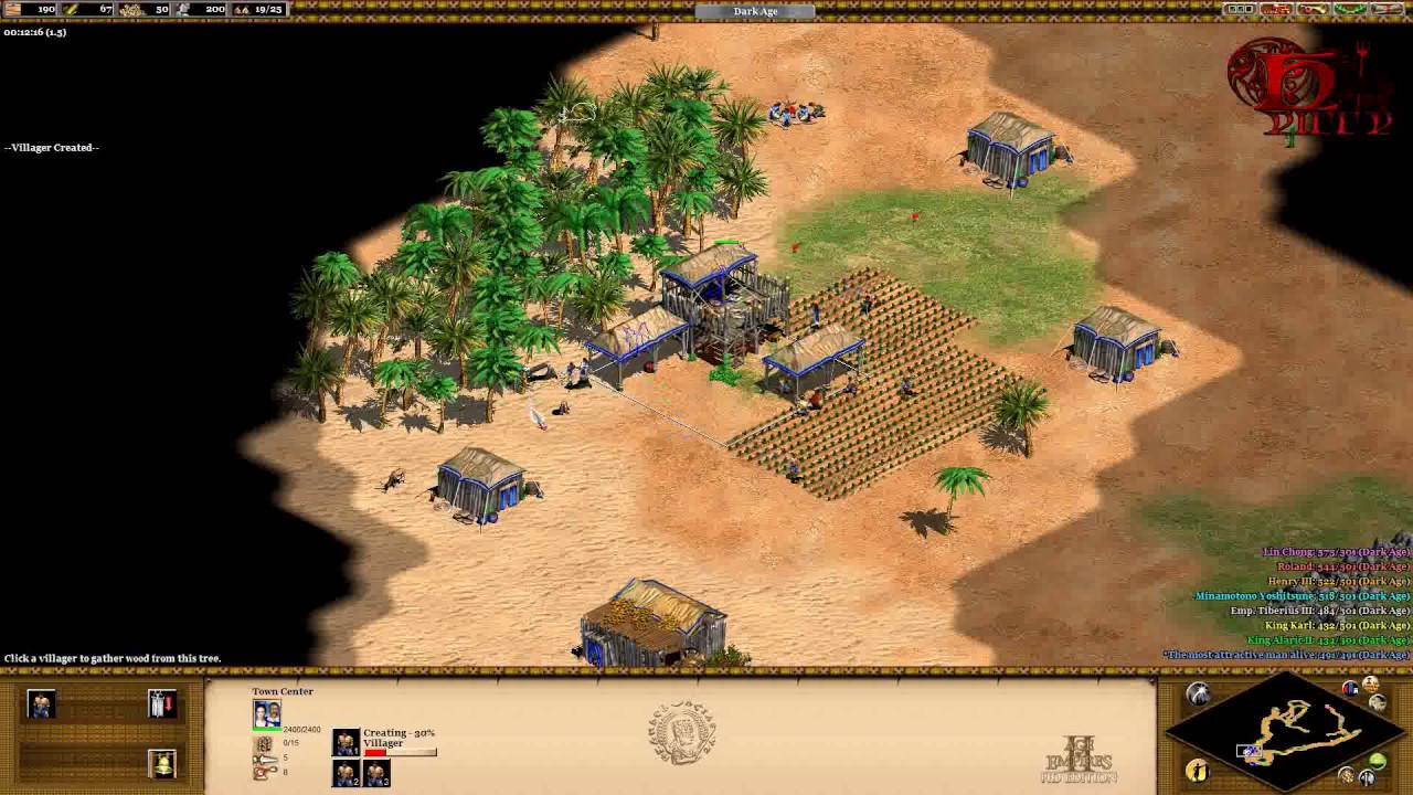 Age of Empires II: HD Edition - 1 vs 7 Hardest AI - [Ethiopians] #1