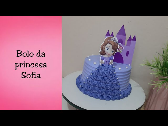 Bolo da princesa Sofia, Topper, Redondo, Chantilly lilás, 1kg, 10  fatias, Abacaxi