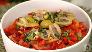 видео: Вкусно средиземноморско ястие. САЛАТА ОТ ПЕЧЕНИ ЧУШКИ С ЛУК И КАПЕРСИ, РИГАН И МАСЛИНИ картинка: Вкусно средиземноморско ястие. САЛАТА ОТ ПЕЧЕНИ ЧУШКИ С ЛУК И КАПЕРСИ, РИГАН И МАСЛИНИ