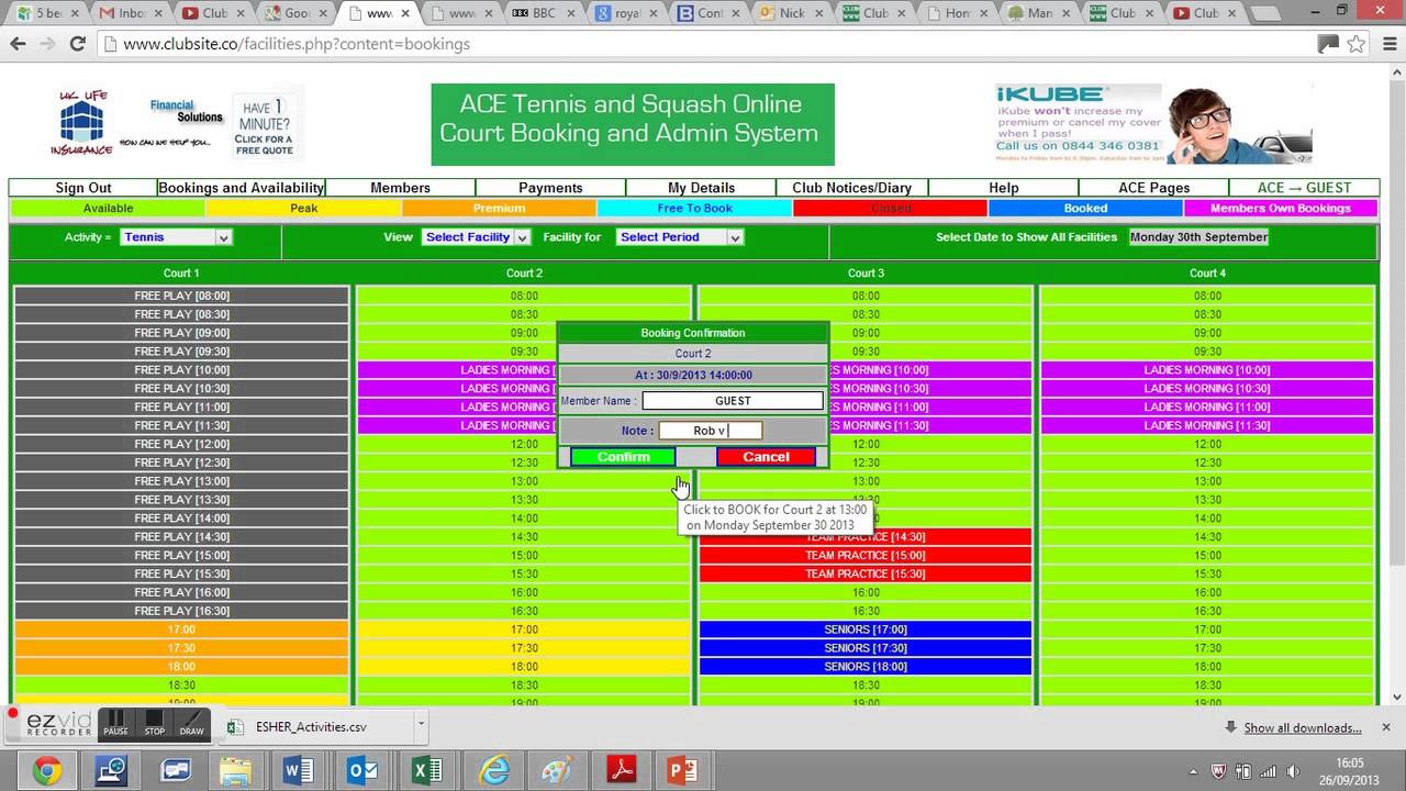 Basic Court Booking