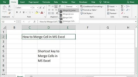 MS Excel: Shortcut Key to Merge Cell, Column & Row (Excel 2007-2019)