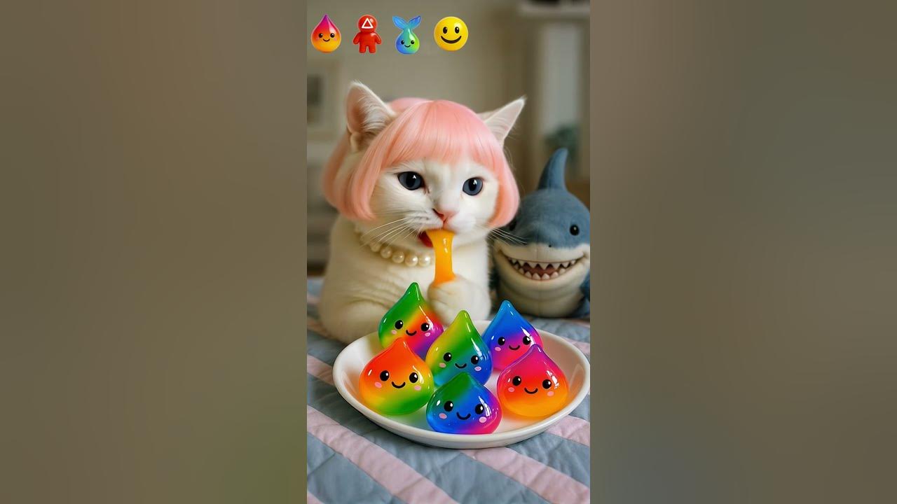 😸 Cat and Baby Shark FOOD ASMR challenge😸eating sounds🎧 |  #asmr #cat #catasmr#babyshark