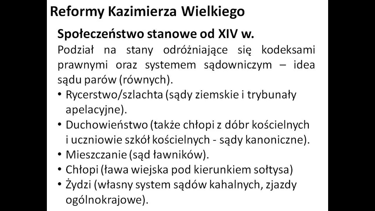 Reformy Kazimierza Wielkiego W Punktach Reformy Kazimierza Wielkiego społeczeństwo stanowe - YouTube