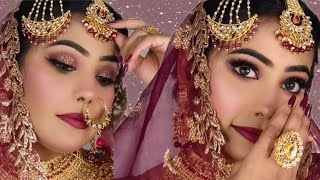 Muslim Bridal Makeup Look ll self bridal makeup ll step by step full tutorial🌸 screenshot 4
