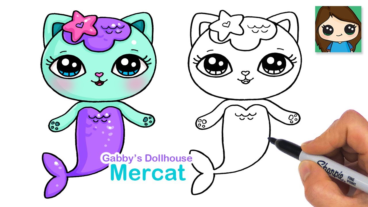 How to Draw a Mercat 🧜🏻‍♀️😸  | Gabby's Dollhouse Mermaid Cat