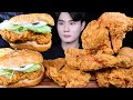 맘스터치 싸이버거 통다리치킨 치즈볼 치킨 먹방ASMR MUKBANG CHICKEN BURGERS & FRIED CHICKEN チキン チキンバーガー eating sounds