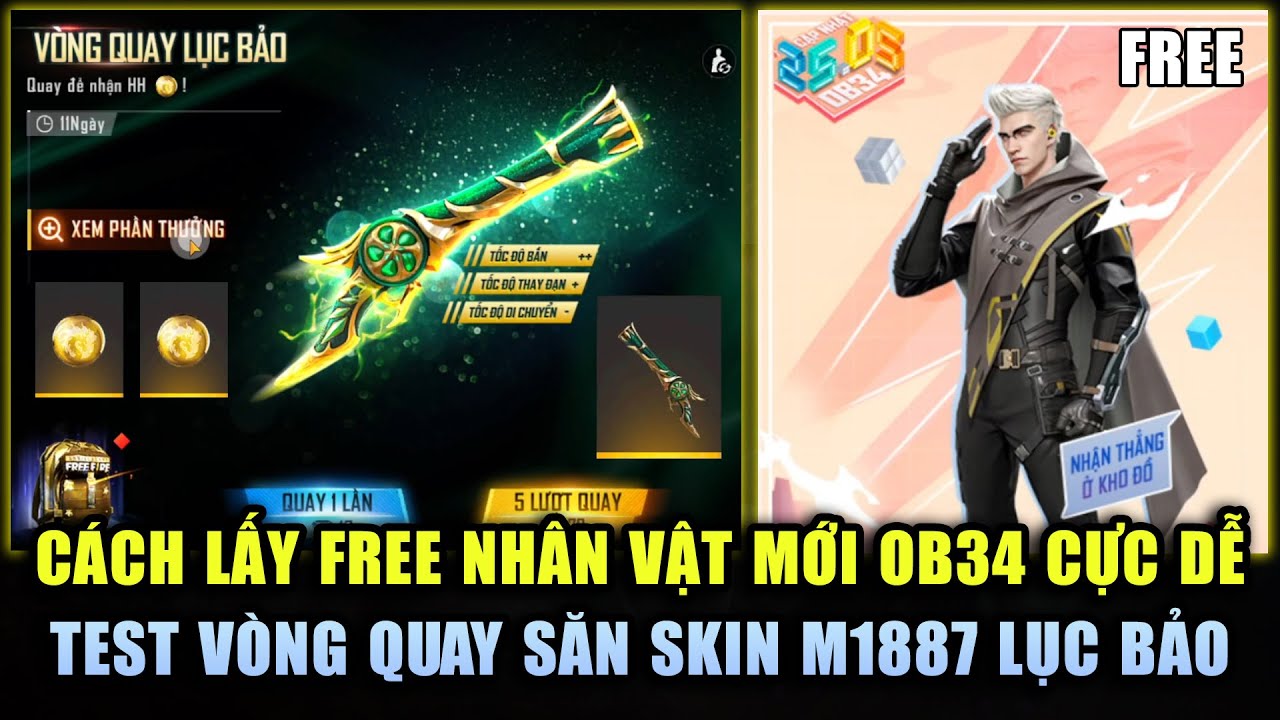 Free Fire | Cách Nhận FREE Nhân Vật Mới OB34 Homer Cực Đơn Giản – Test Vòng Quay Săn M1887 Lục Bảo