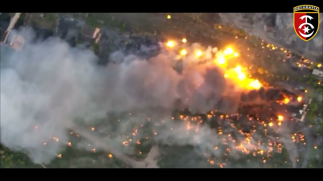 Burned Russian military equipment and munitions.Сожженная российская военная техника и боеприпасы