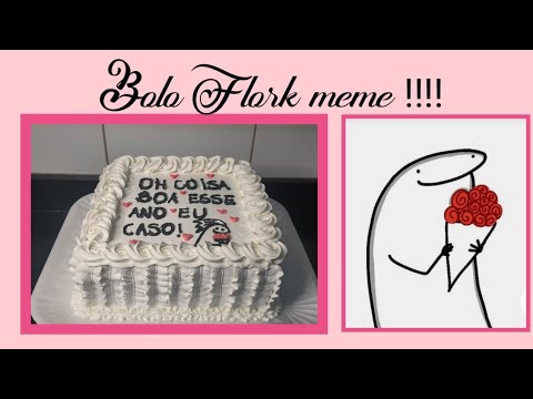 Bolo flork meme feminino quadrado em chantininho 