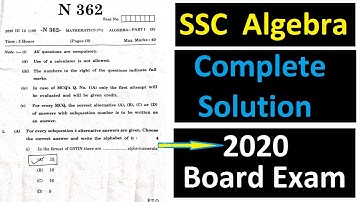Algebra SSC 2020 Question Paper Solution | Algebra Complete Question Paper Solution | Board Exam
