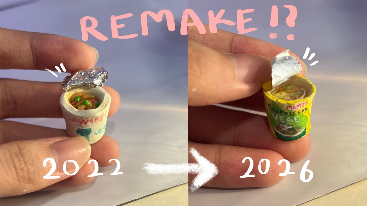 Remaking old clay charms! Episode 1: Mamee cup noodles | Air dry clay art