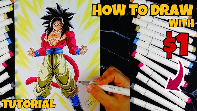 Tutorial: How To Draw Goku Super Saiyan 4! - Step By Step 