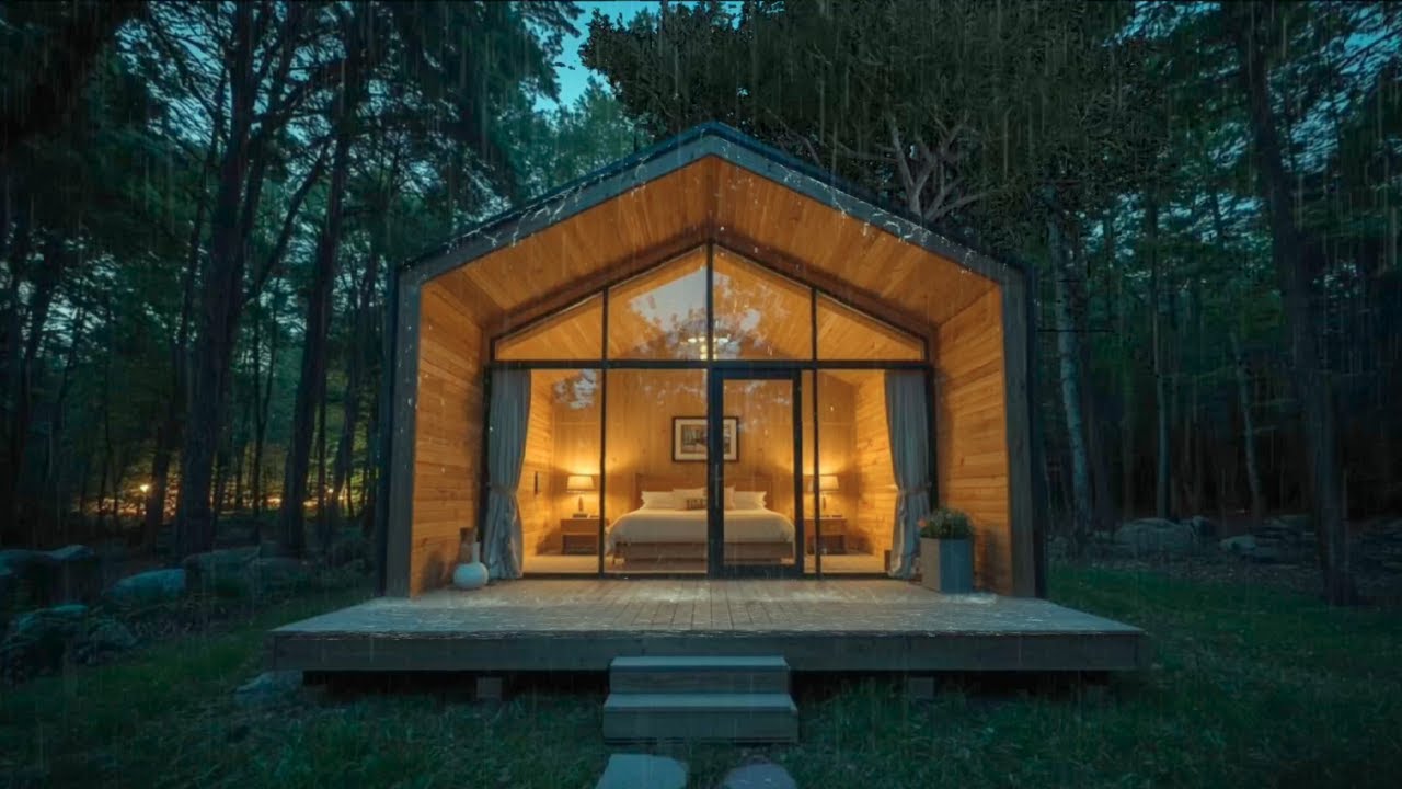 Forest Cabin Thunderstorm on Tin Roof 🌲 | Sleep Fast Rain ASMR