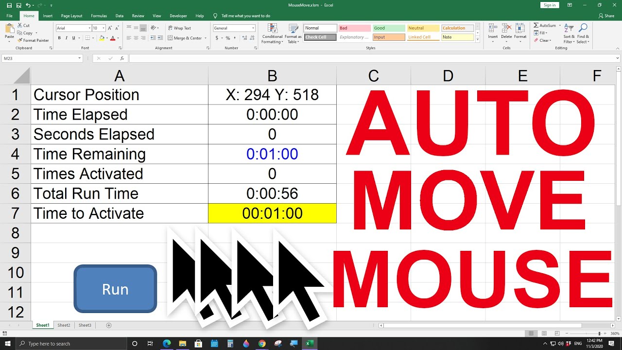 Mouse Mover I Made The Mouse Cursor Move Automatically With Excel No More Afk Youtube