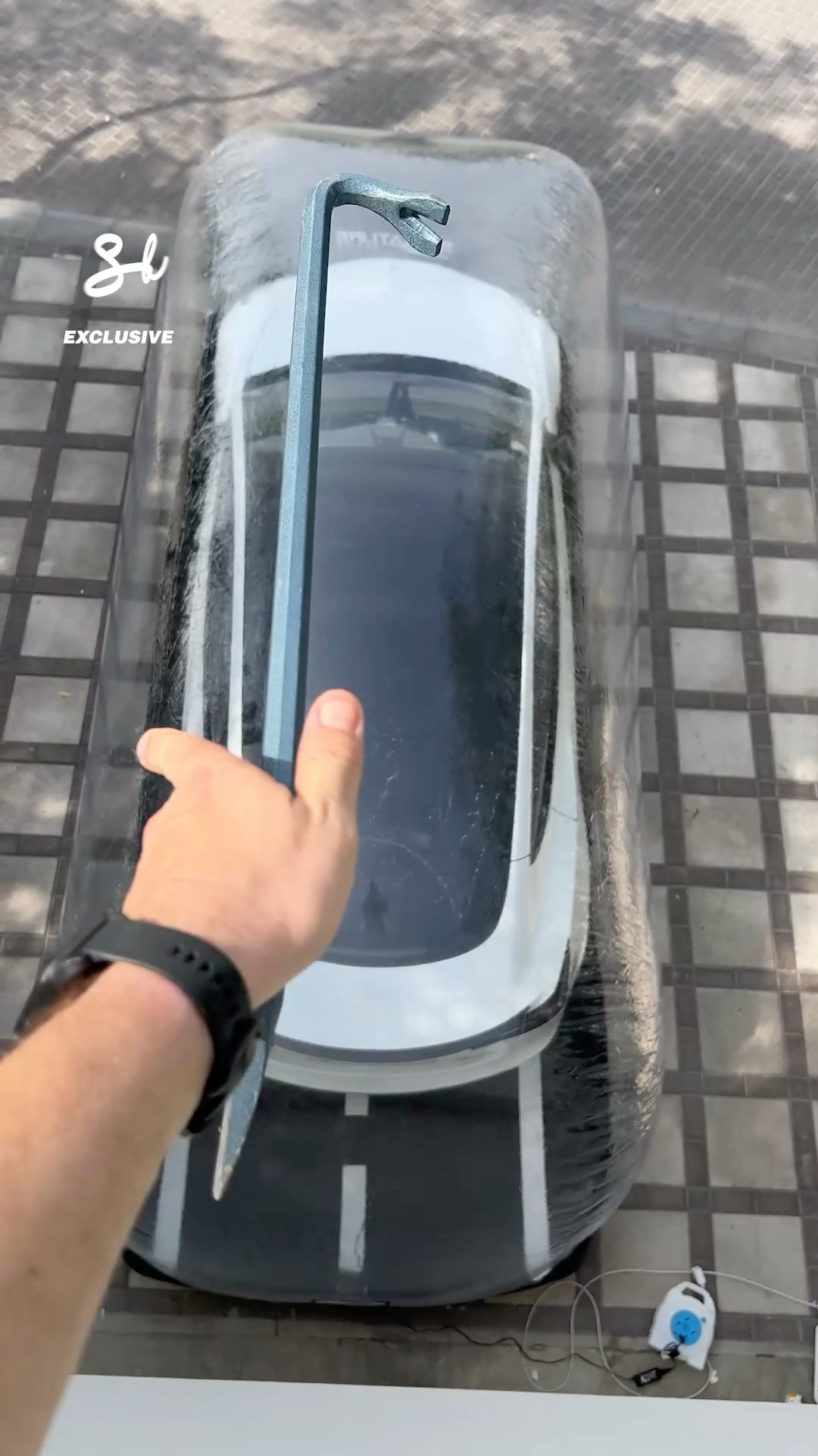 Can't believe I let Nate drop heavy objects on my Tesla...? #tesla #cars #test