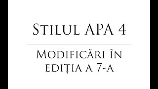 Tutorial stiluri de citare: APA #4 (ediția a 7-a)