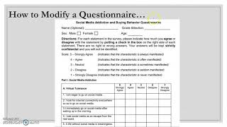 How to modify questionnaire | Quantitative Research for SHS