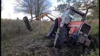 Massey and hedge cutter stuck, winched out by J & R Millington by joe millington 2,837 views 3 years ago 1 minute, 59 seconds