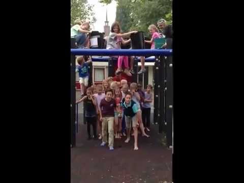 Ice bucket challenge at the OBS Piet-Hein primary school in Amstelveen, Holland