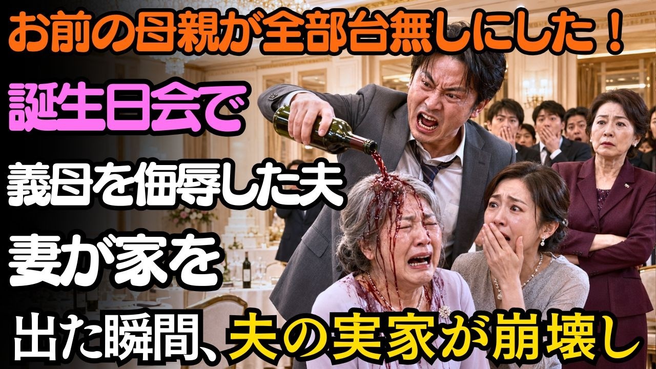 「全部、あなたのお母さんのせいだ！」63歳の誕生日会で夫が義母を侮辱――3か月後、夫の会社は倒産し、家も財産もすべて失った。| 人生の教訓