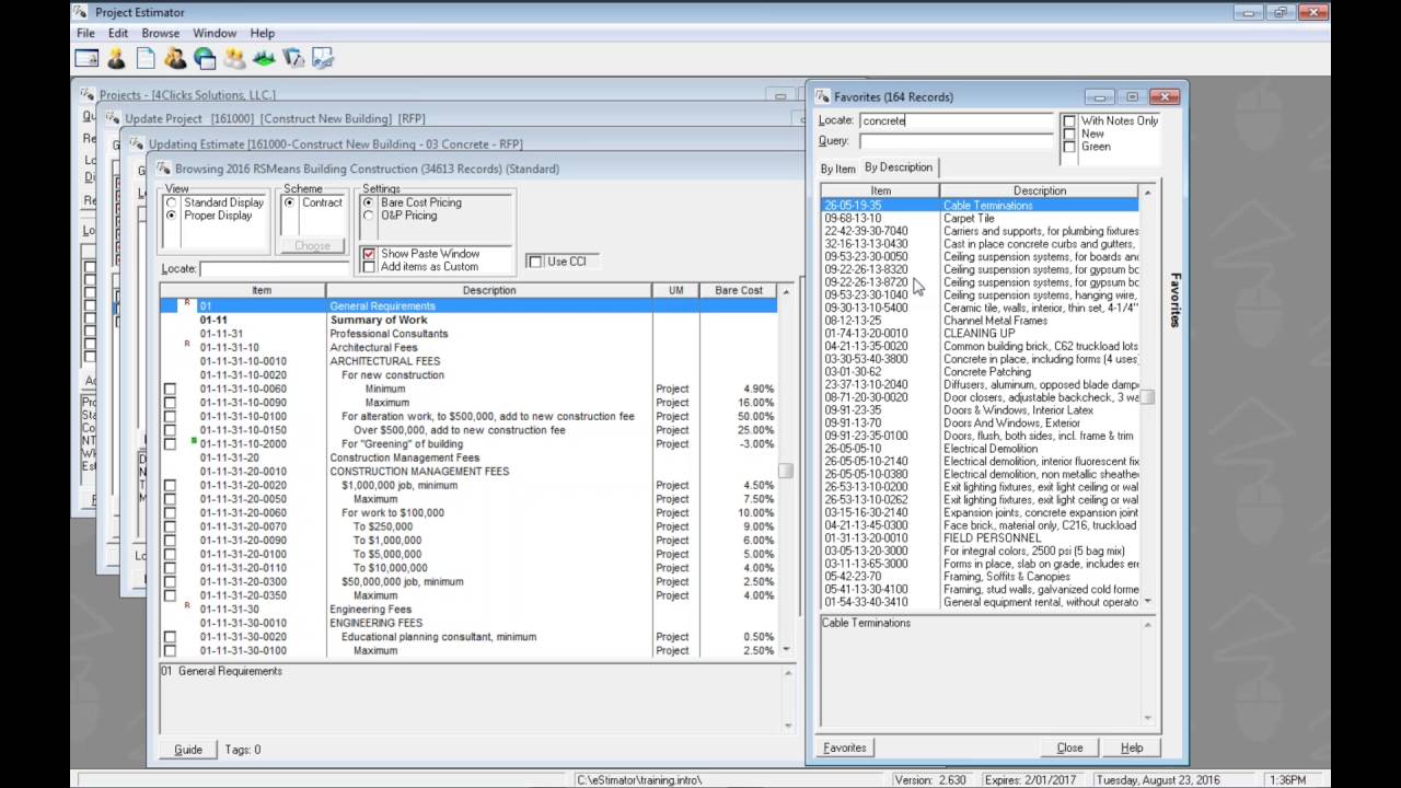 Training 105 Searching RSMeans with the Favorites YouTube